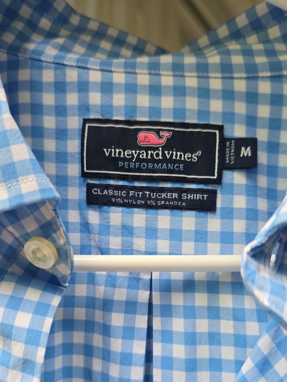 Vineyard Vines Blue and White Gingham Classic Fit Button-Down Shirt